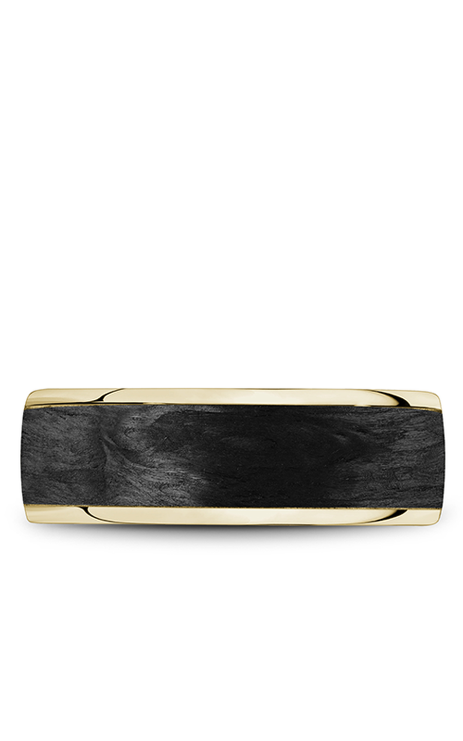 14K Yellow Gold and Carbon Fiber Gents Wedding Band