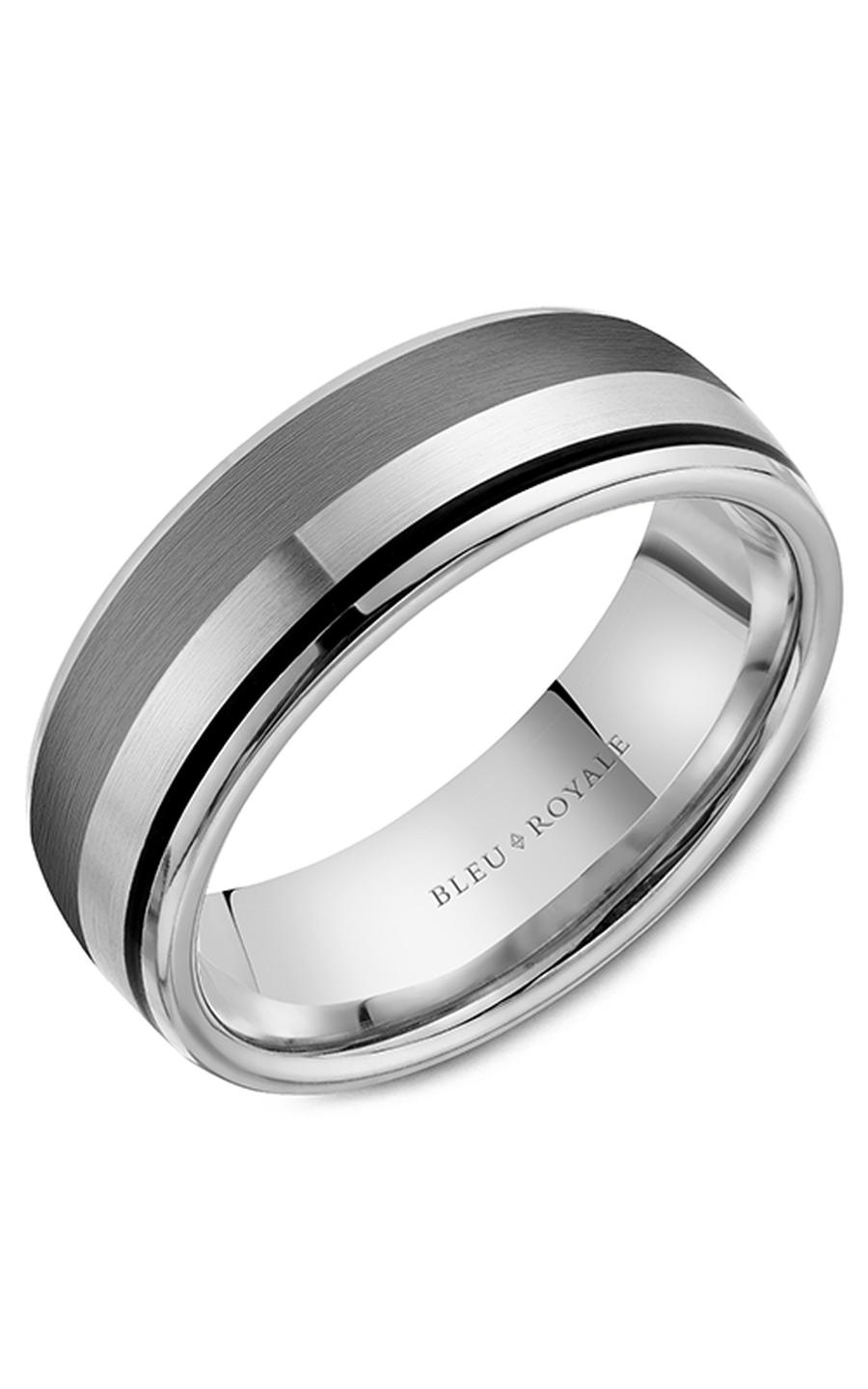 14K White Gold, Tantalum, and Enamel Gents Wedding Band