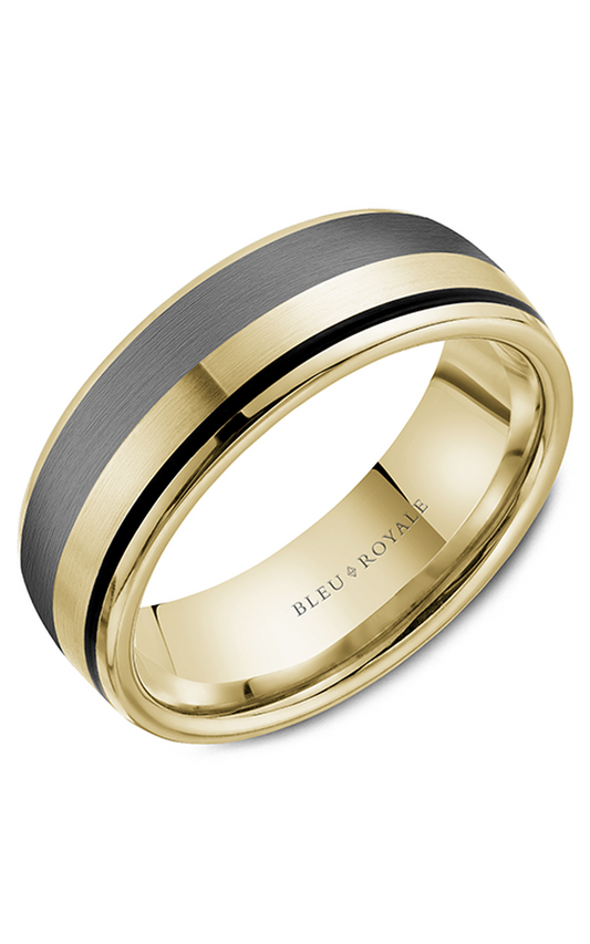 14K Yellow Gold, Tantalum, and Enamel Gents Wedding Band