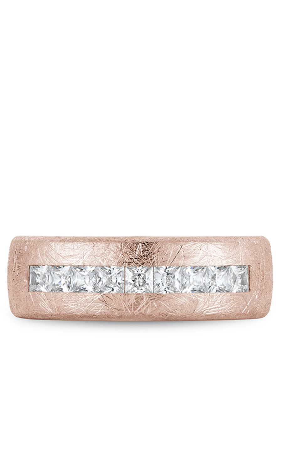 18K Rose Gold and 18K White Gold Gents Princess Wedding Band