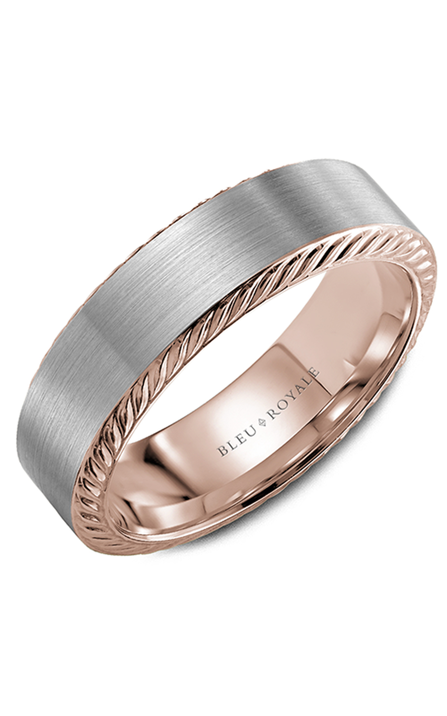14K Rose Gold and 14K White Gold Gents Wedding Band