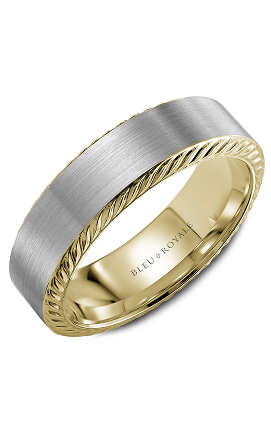 14K White Gold and 14K Yellow Gold Gents Wedding Band