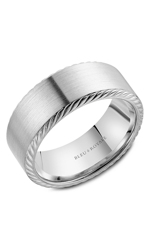 14K White Gold Gents Wedding Band