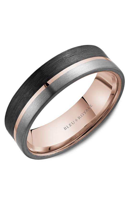 14K Rose Gold and Tantalum Gents Wedding Band