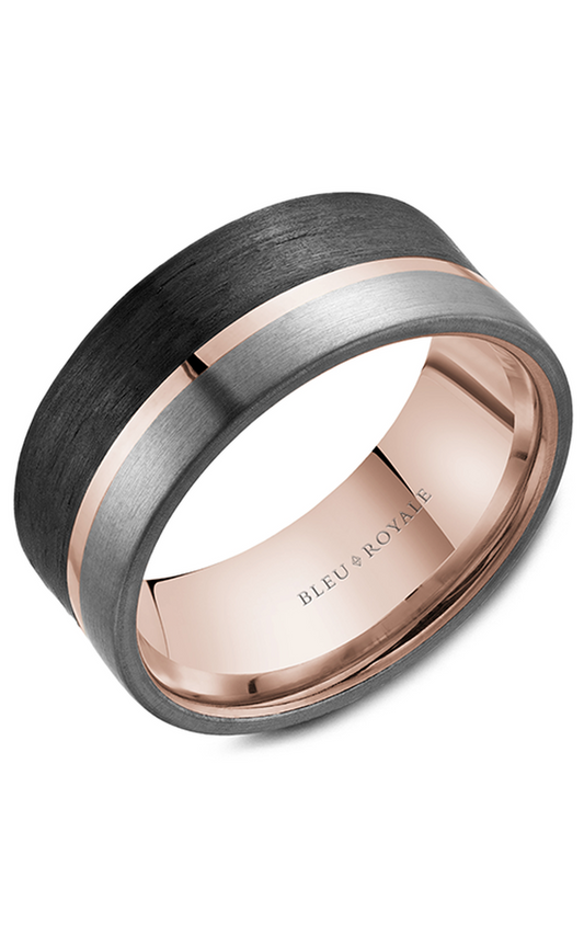 14K Rose Gold and Tantalum Gents Wedding Band