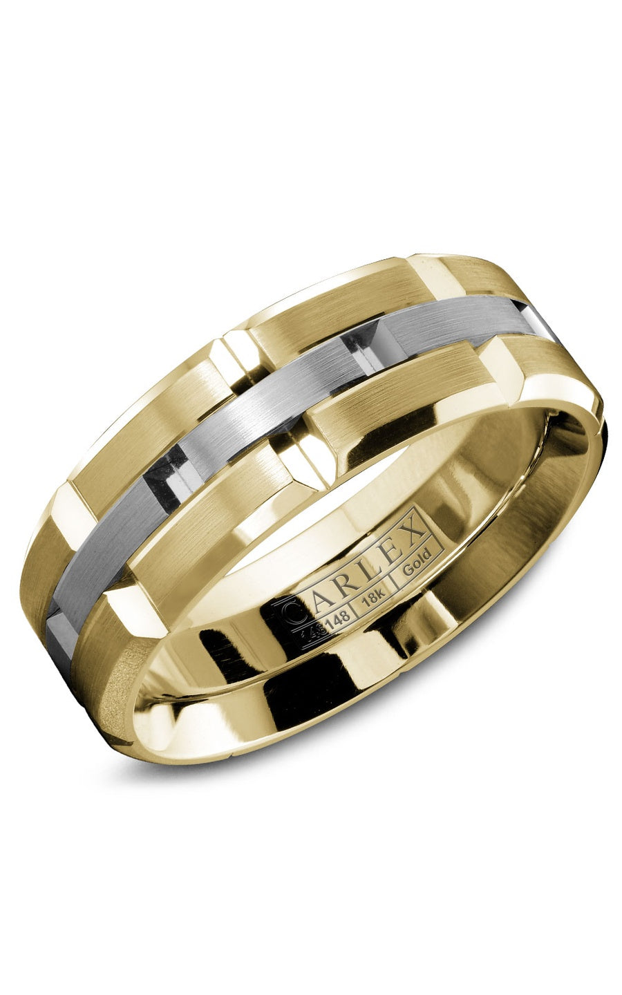 18K White Gold and 18K Yellow Gold Gents Plain Wedding Band