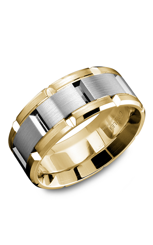 18K White Gold and 18K Yellow Gold Gents Wedding Band