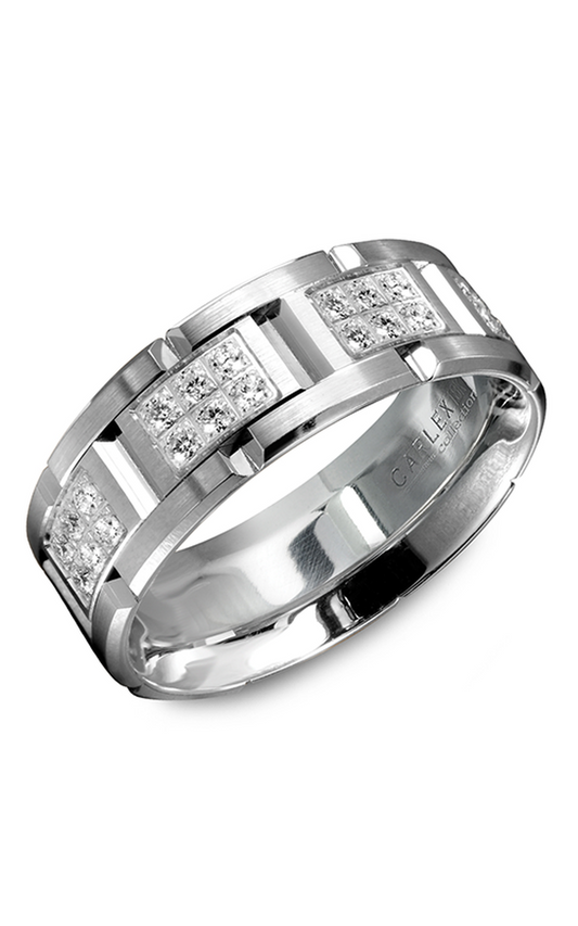 18K White Gold Gents Round Wedding Band