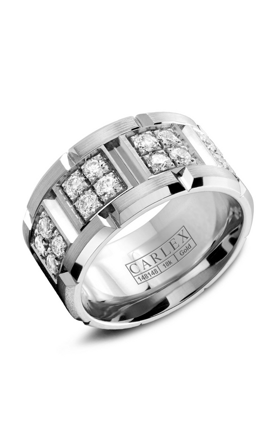 18K White Gold Gents Round Wedding Band