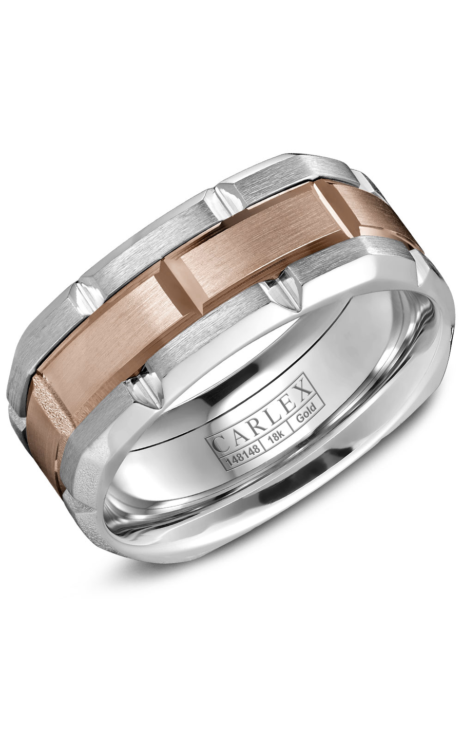 18K Rose Gold and 18K White Gold Gents Wedding Band