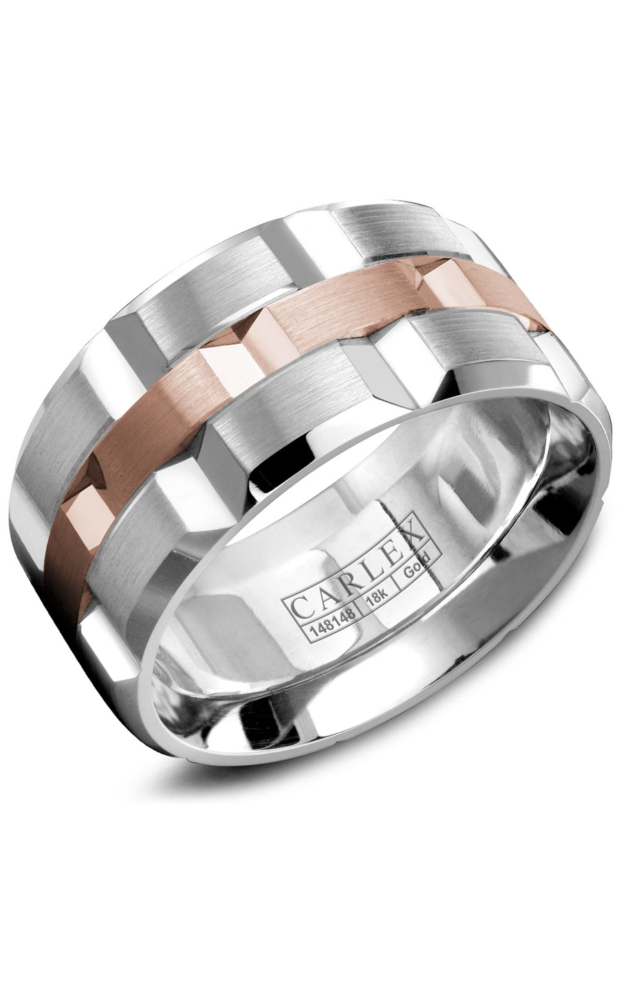 18K Rose Gold and 18K White Gold Gents Wedding Band