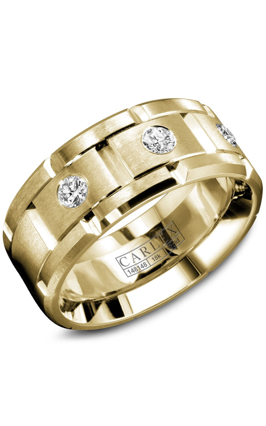 18K White Gold Gents Round Diamond Wedding Band