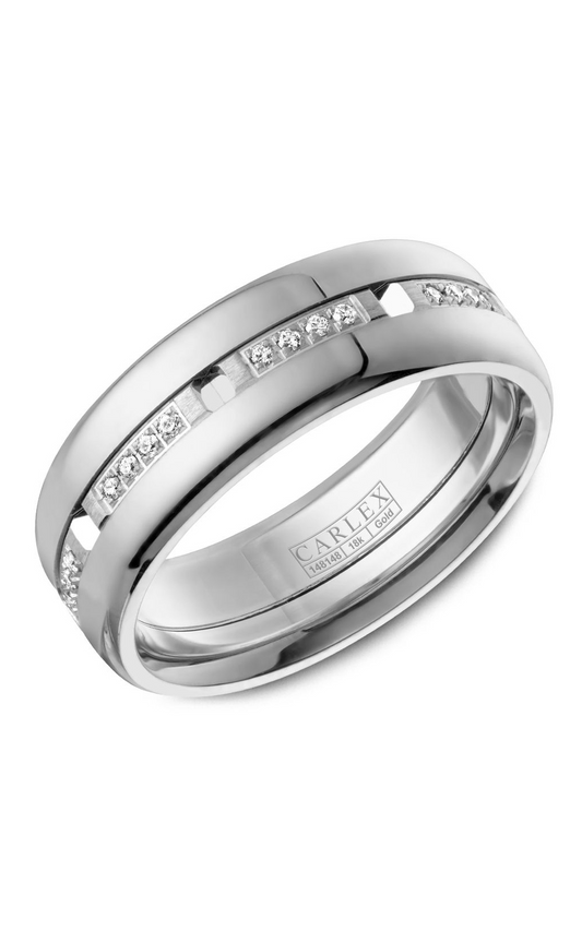 18K White Gold Gents Round Wedding Band