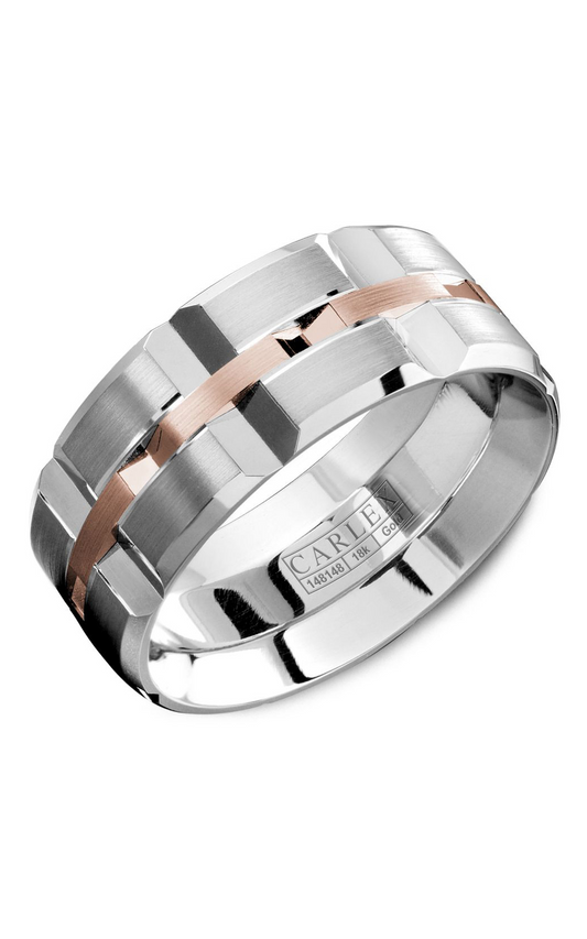 18K Rose Gold and 18K White Gold Gents Wedding Band