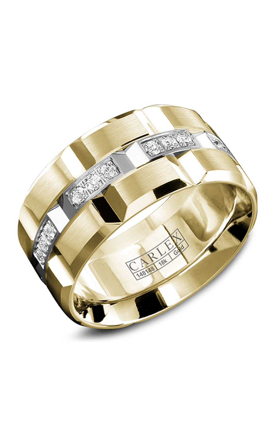 18K White Gold and 18K Yellow Gold Gents Round Wedding Band