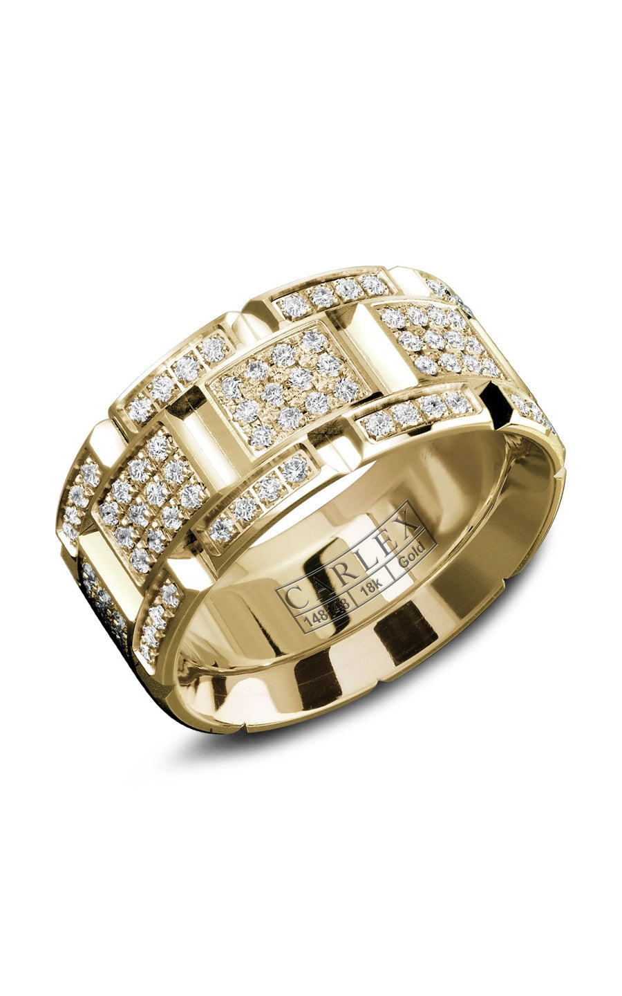 18K White Gold Gents Round Diamond Wedding Band