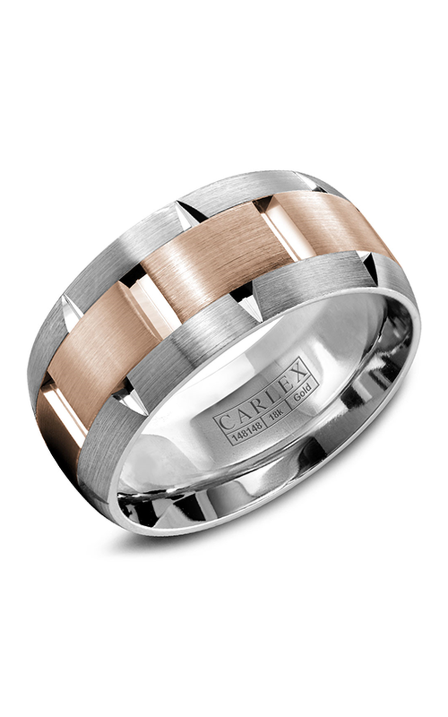 18K Rose Gold and 18K White Gold Gents Wedding Band