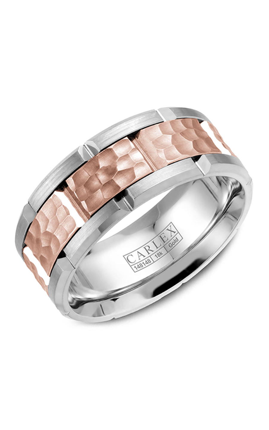 18K Rose Gold and 18K White Gold Gents Wedding Band