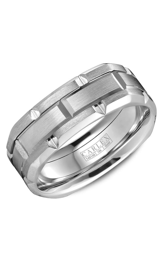 18K White Gold Gents Plain Wedding Band