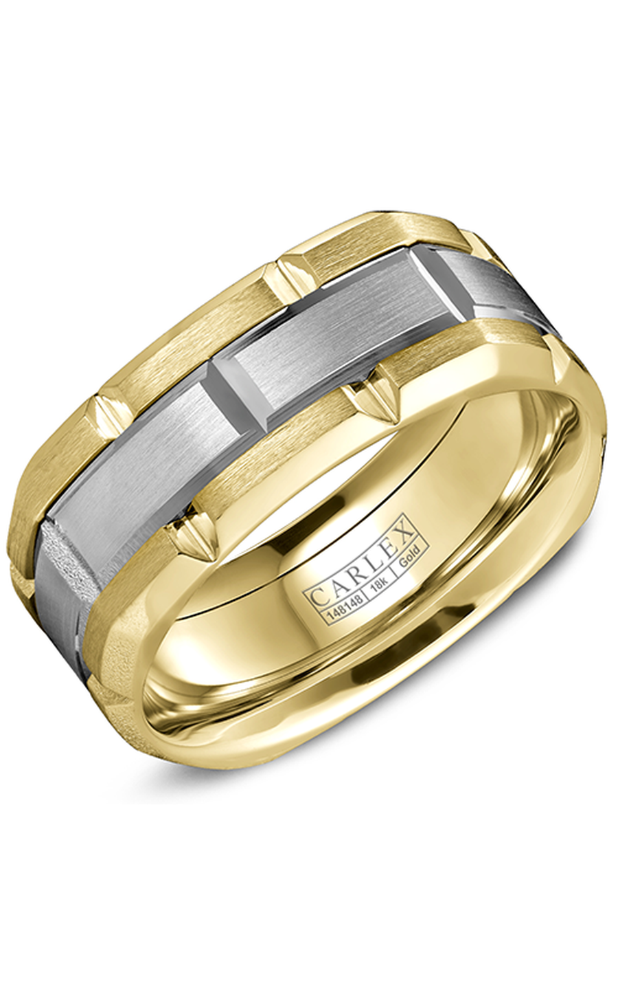18K White Gold and 18K Yellow Gold Gents Wedding Band
