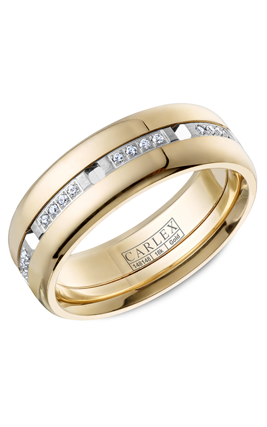 14K White Gold and 14K Yellow Gold Gents Round Wedding Band