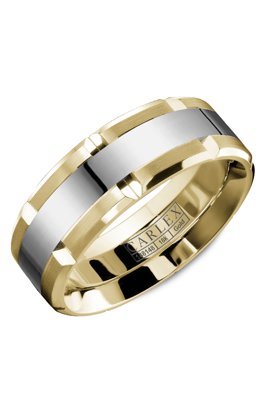 14K White Gold and 14K Yellow Gold Gents Wedding Band