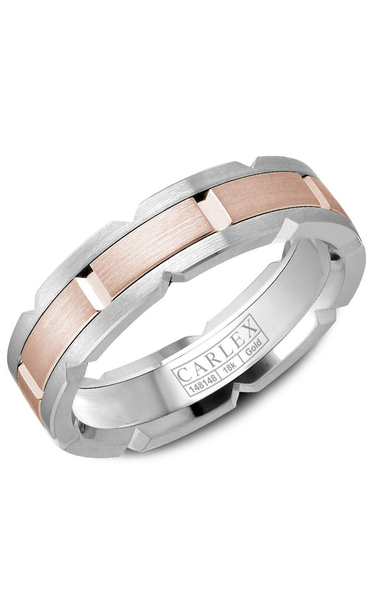 18K Rose Gold and 18K White Gold Gents Plain Wedding Band