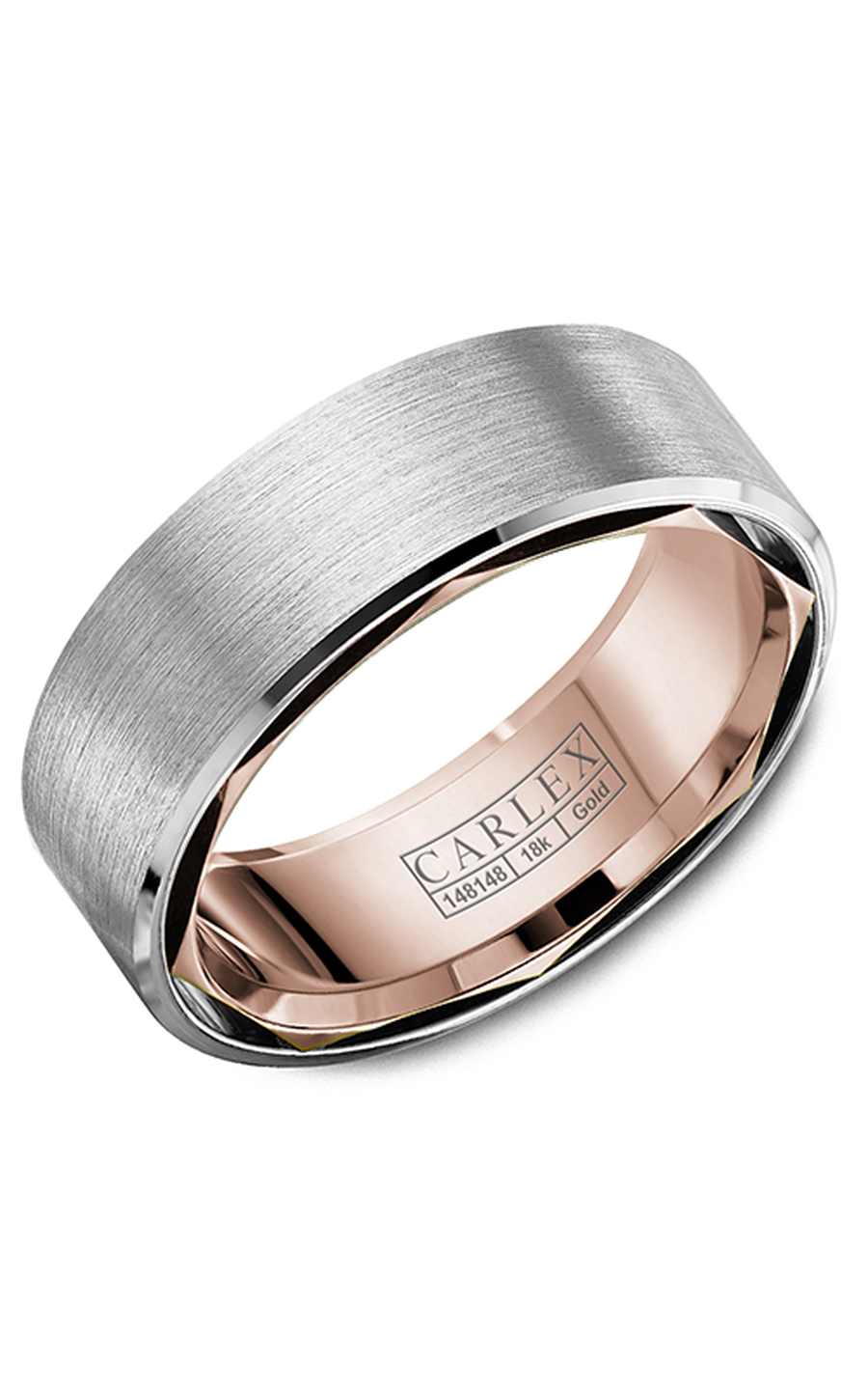 18K Rose Gold and 18K White Gold Gents Wedding Band