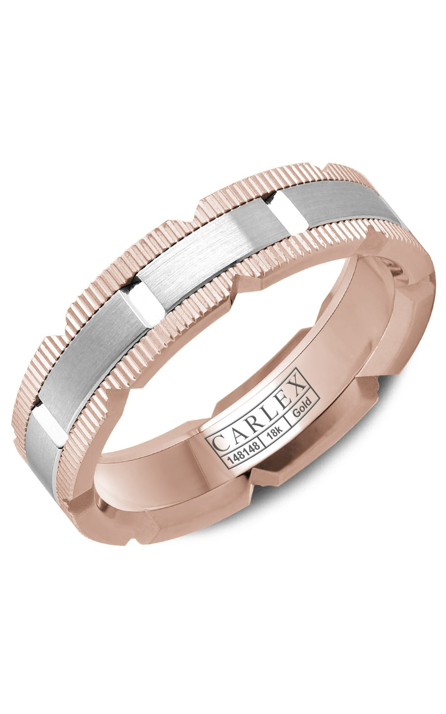 18K White Gold and 18K Rose Gold Gents Plain Wedding Band