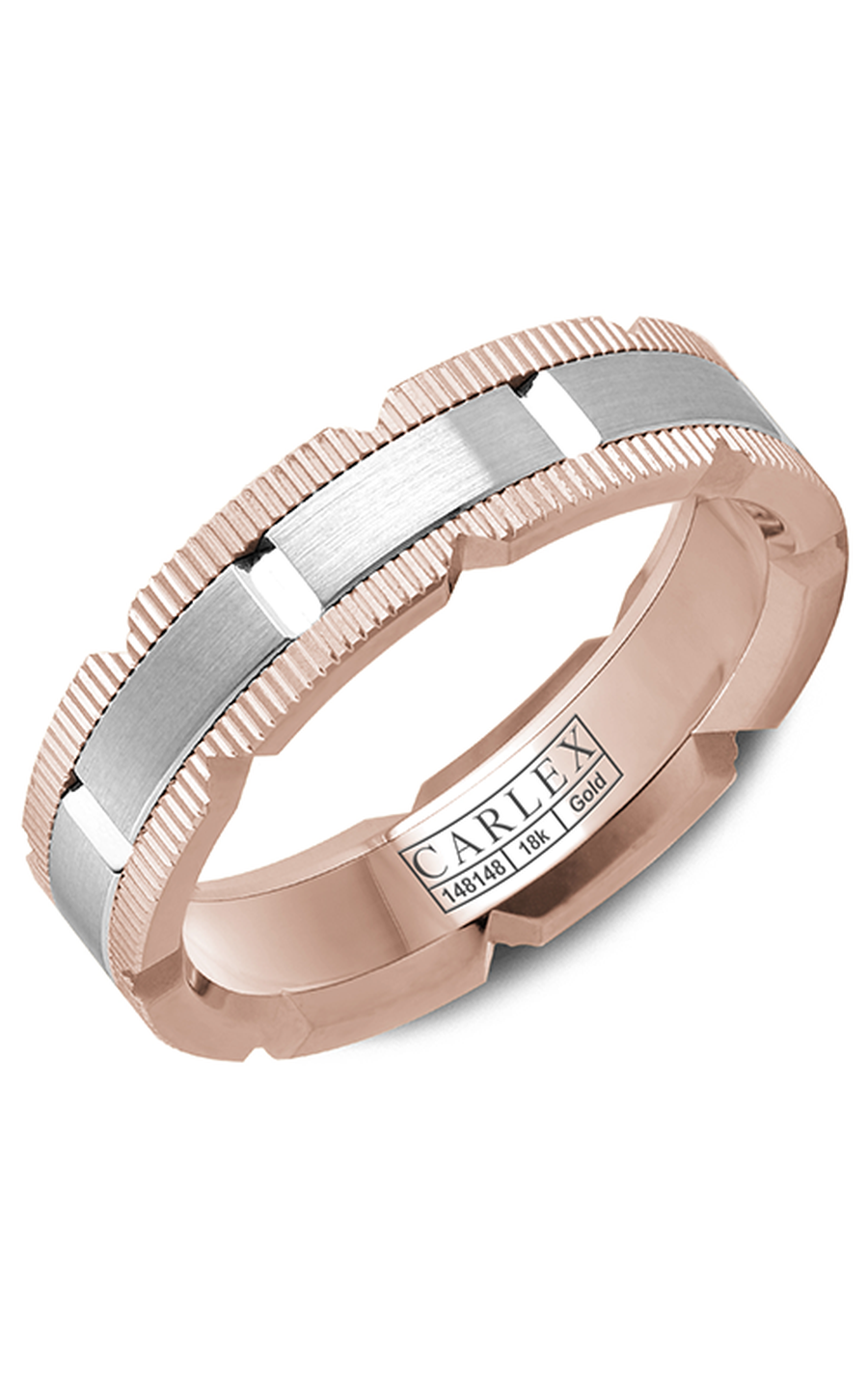 14K Rose Gold and 14K White Gold Gents Wedding Band