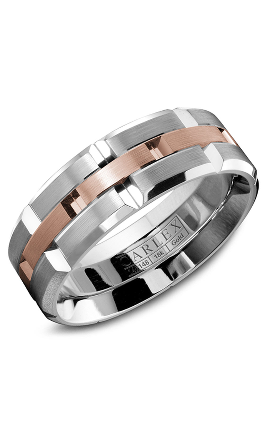 14K Rose Gold and 14K White Gold Gents Wedding Band