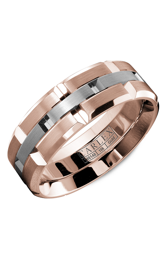 18K Rose Gold and 18K White Gold Gents Wedding Band