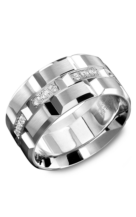 14K White Gold Gents Round Wedding Band