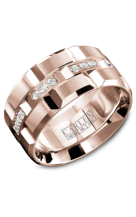 18K White Gold Gents Round Diamond Wedding Band