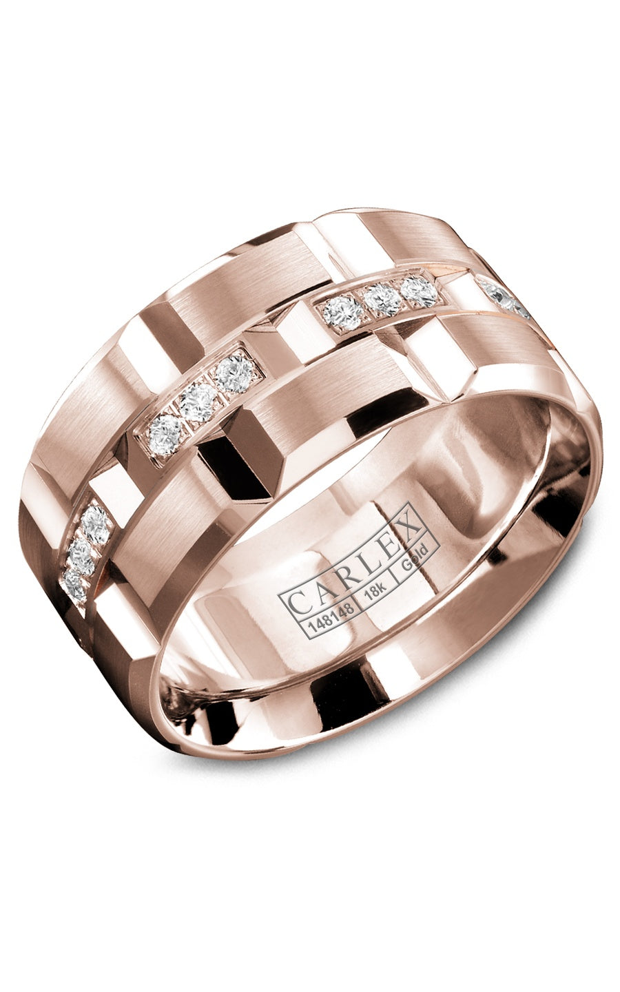 18K White Gold Gents Round Diamond Wedding Band