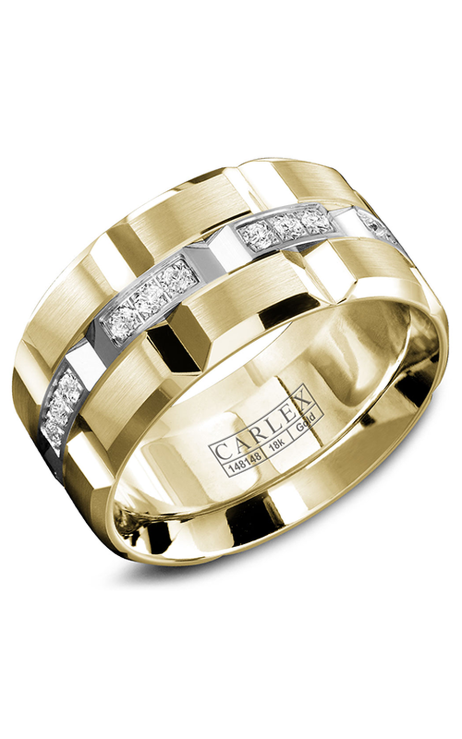 14K White Gold and 14K Yellow Gold Gents Round Wedding Band