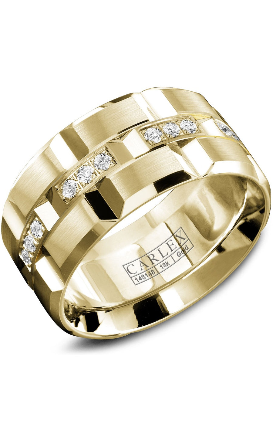 18K White Gold Gents Round Diamond Wedding Band