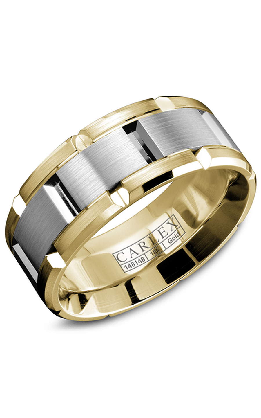 14K White Gold and 14K Yellow Gold Gents Wedding Band