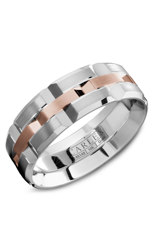14K Rose Gold and 14K White Gold Gents Wedding Band