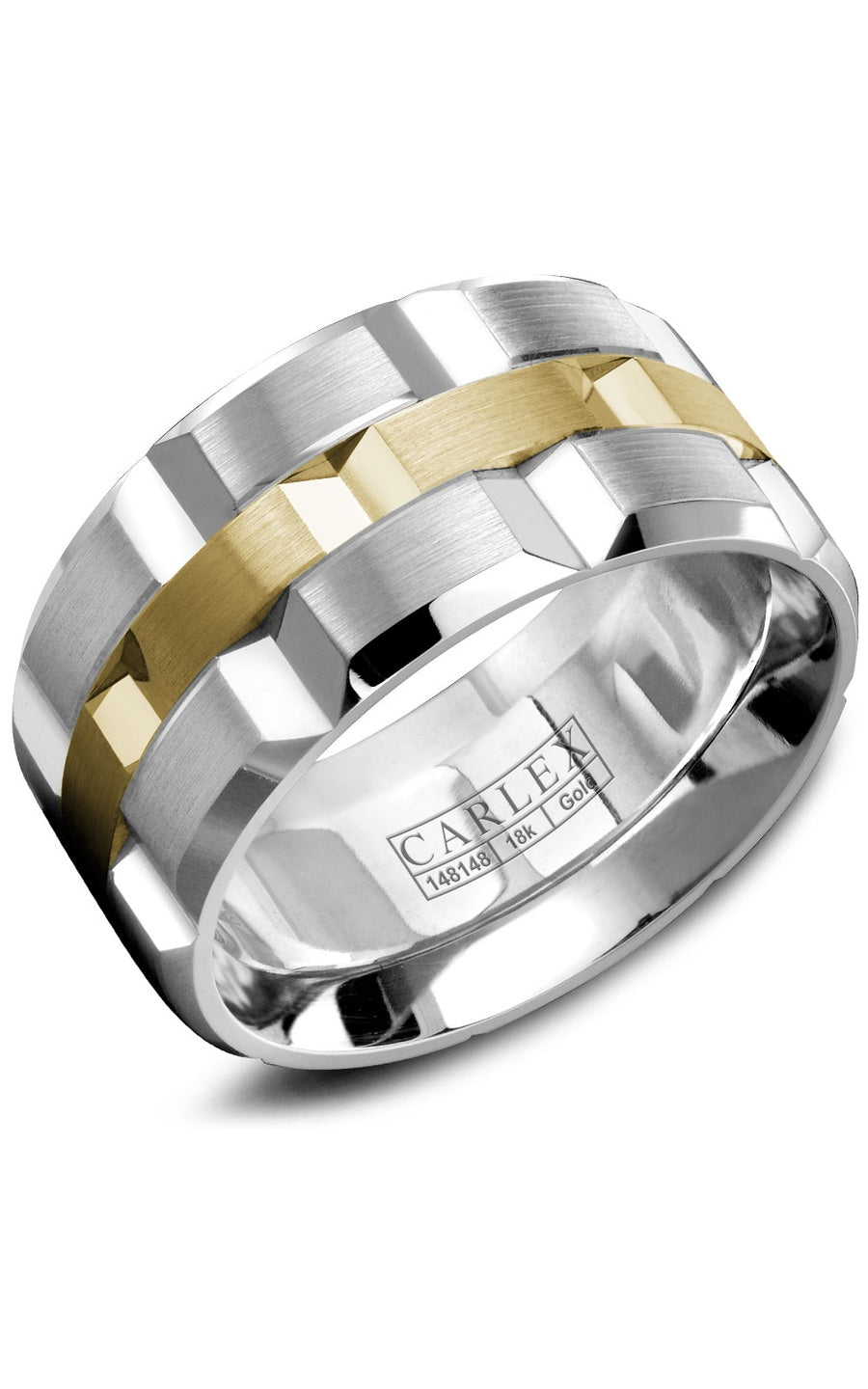 18K White Gold and 18K Yellow Gold Gents Plain Wedding Band