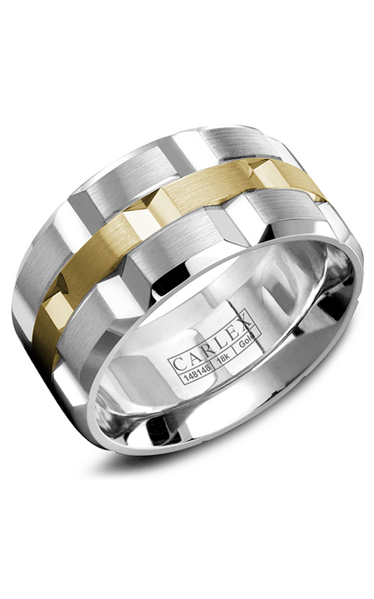 14K White Gold and 14K Yellow Gold Gents Wedding Band