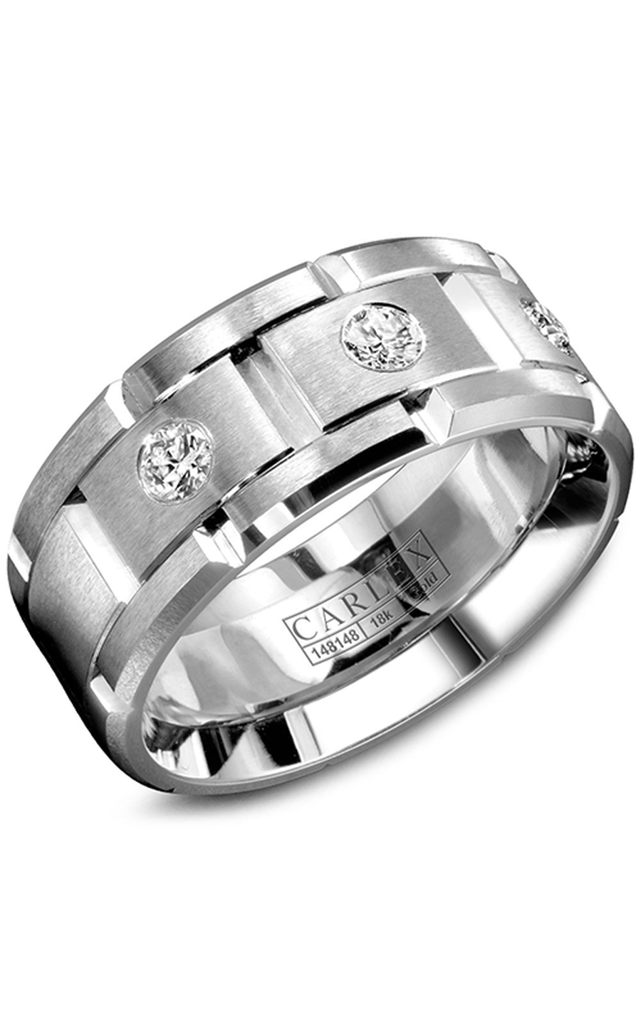 14K White Gold Gents Round Wedding Band