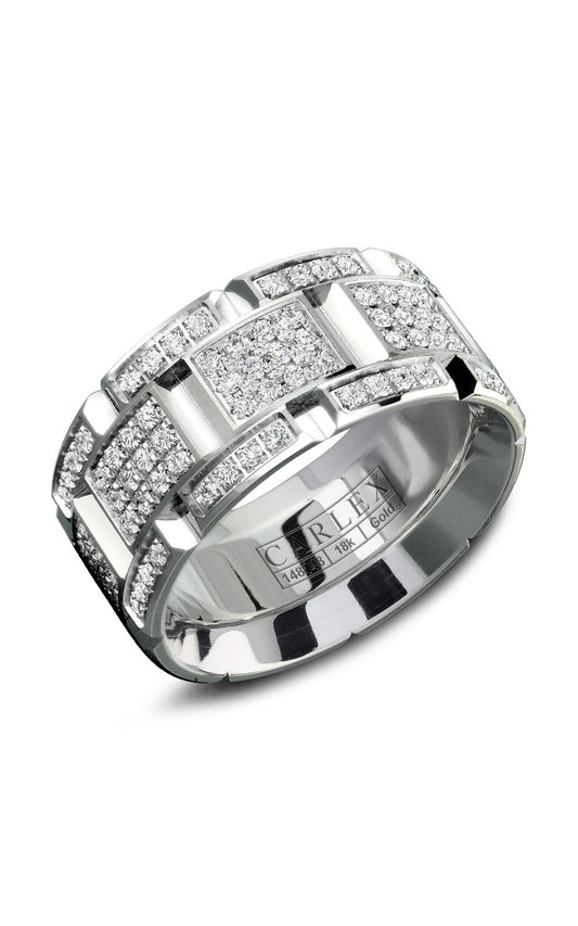 18K White Gold Gents Round Diamond Wedding Band