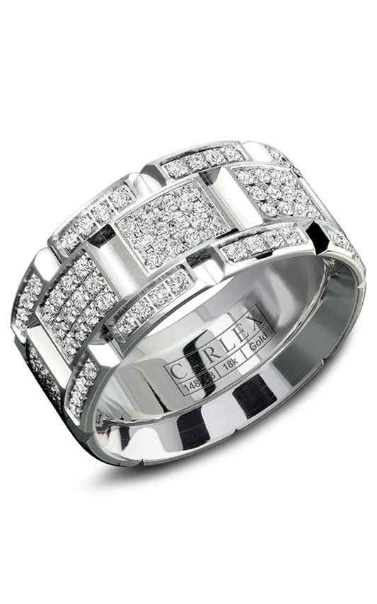 14K White Gold Gents Round Wedding Band