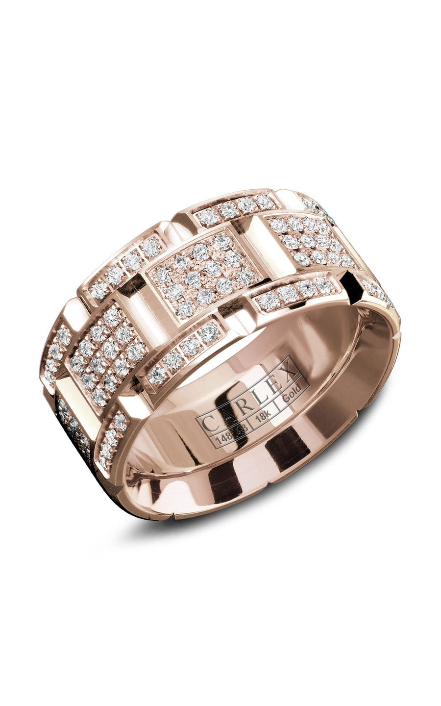 18K White Gold Gents Round Diamond Wedding Band