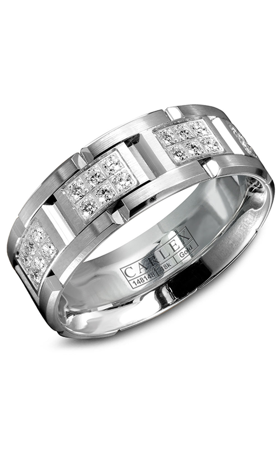 14K White Gold Gents Round Wedding Band