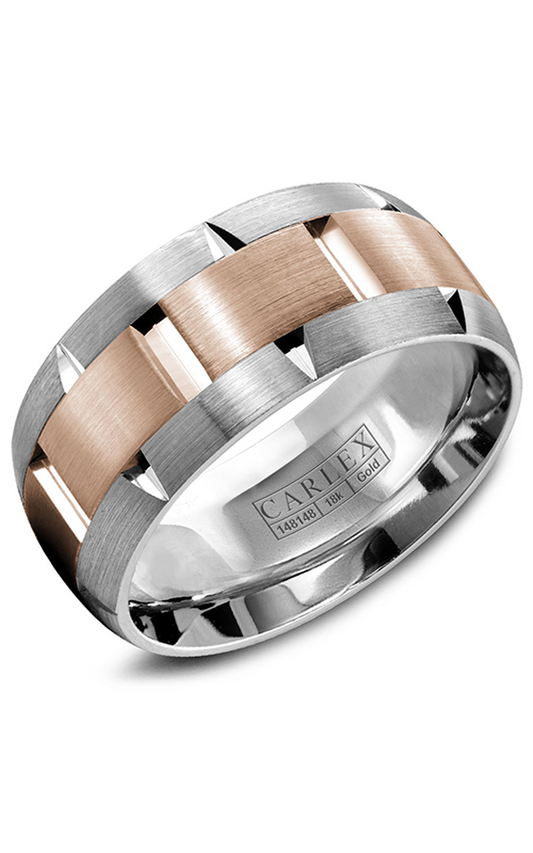14K Rose Gold and 14K White Gold Gents Wedding Band
