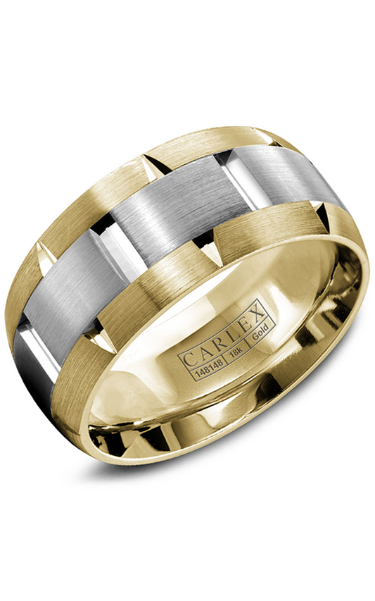 14K White Gold and 14K Yellow Gold Gents Wedding Band