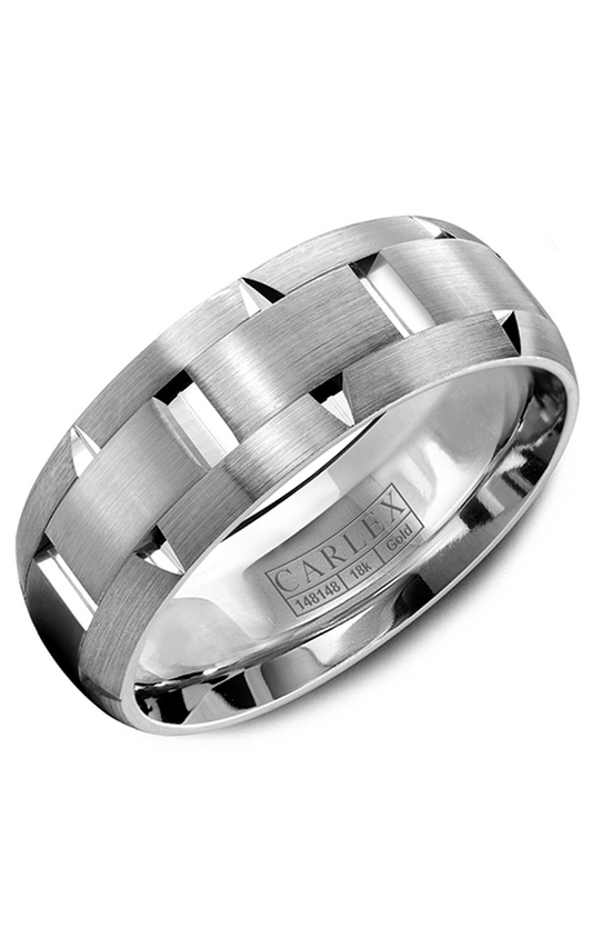14K White Gold Gents Wedding Band