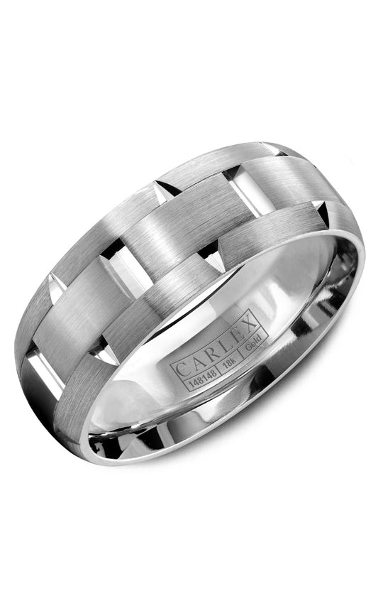 18K White Gold Gents Plain Wedding Band